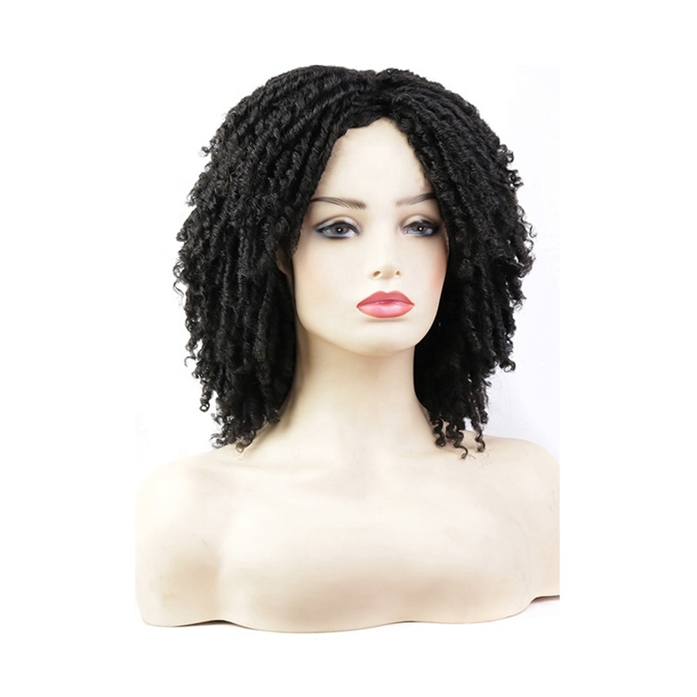 Popular Heat Resistant Faux Locs Crochet Goddess Wig Curly Bob Short Fiber Synthetic Braids Wig