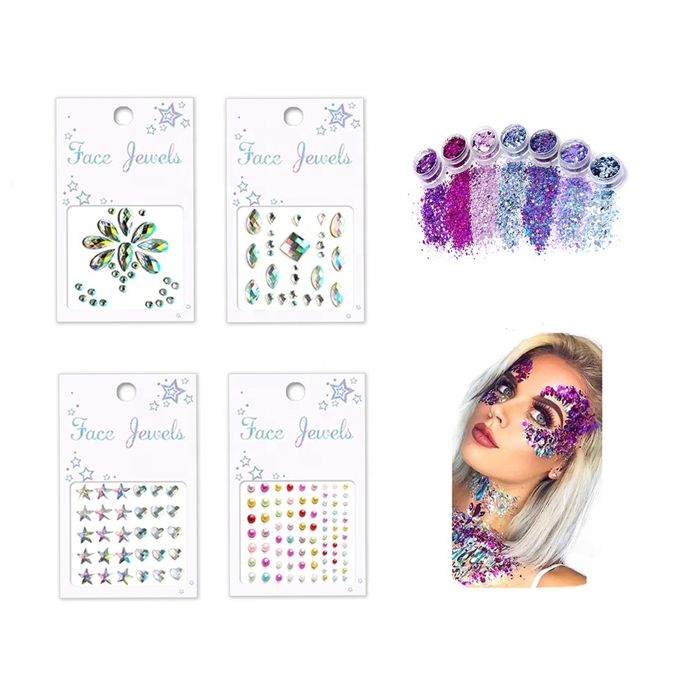 Shinein Mermaid Temporary Tattoo Face Gems Sticker Adhesive Crystal Body Eye Jewels Rhinestones for Face