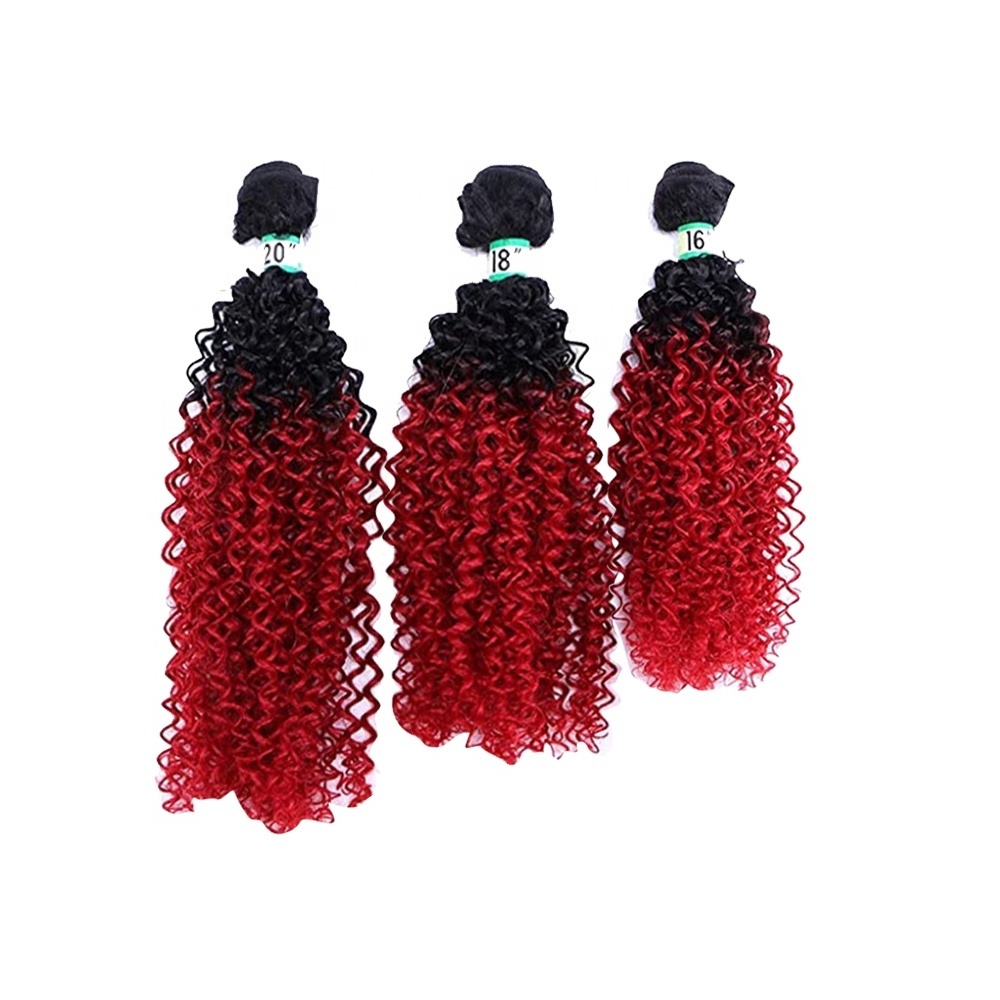 Hot Sale Fiber Synthetic Curly Hair Weave Two Tone Ombre Color Heat Resistant Synthetic Hair Bundles