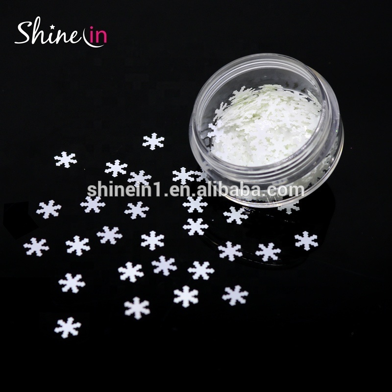 Hot Sale Craft Christmas White Snow Nail Art Glitter Sequins White Snowflake Shapes Glitter for Decoration