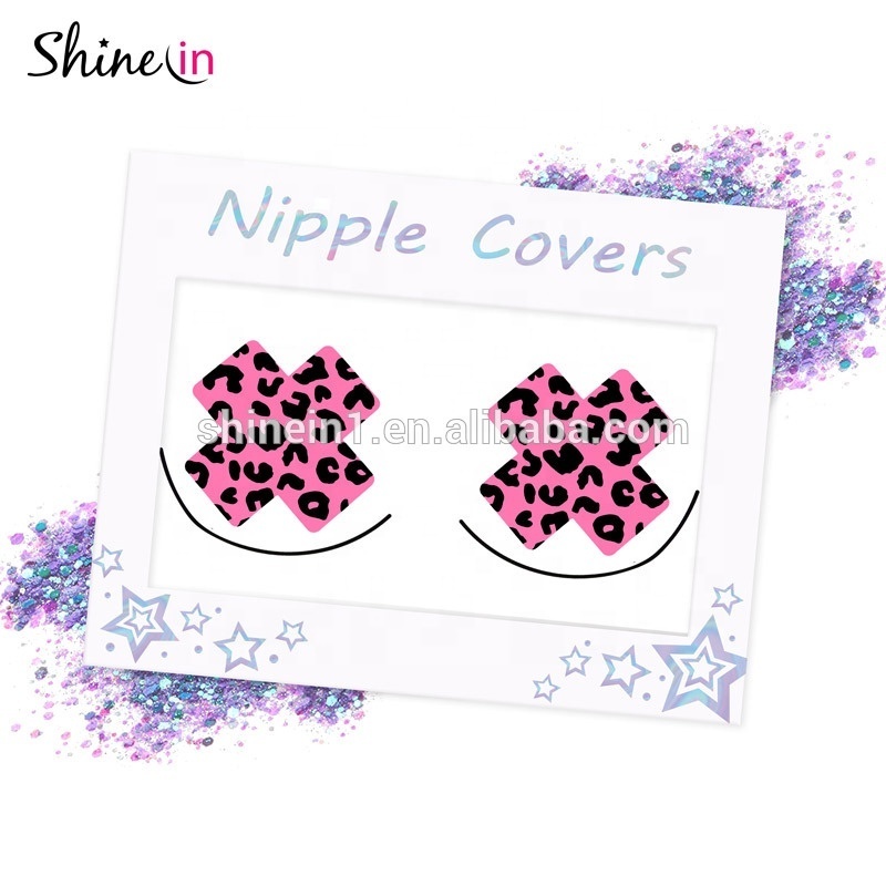 Fashion Design Leopard Print Bra Breast Pasties Cross Shape Adhesive Sexy Nipple Covers