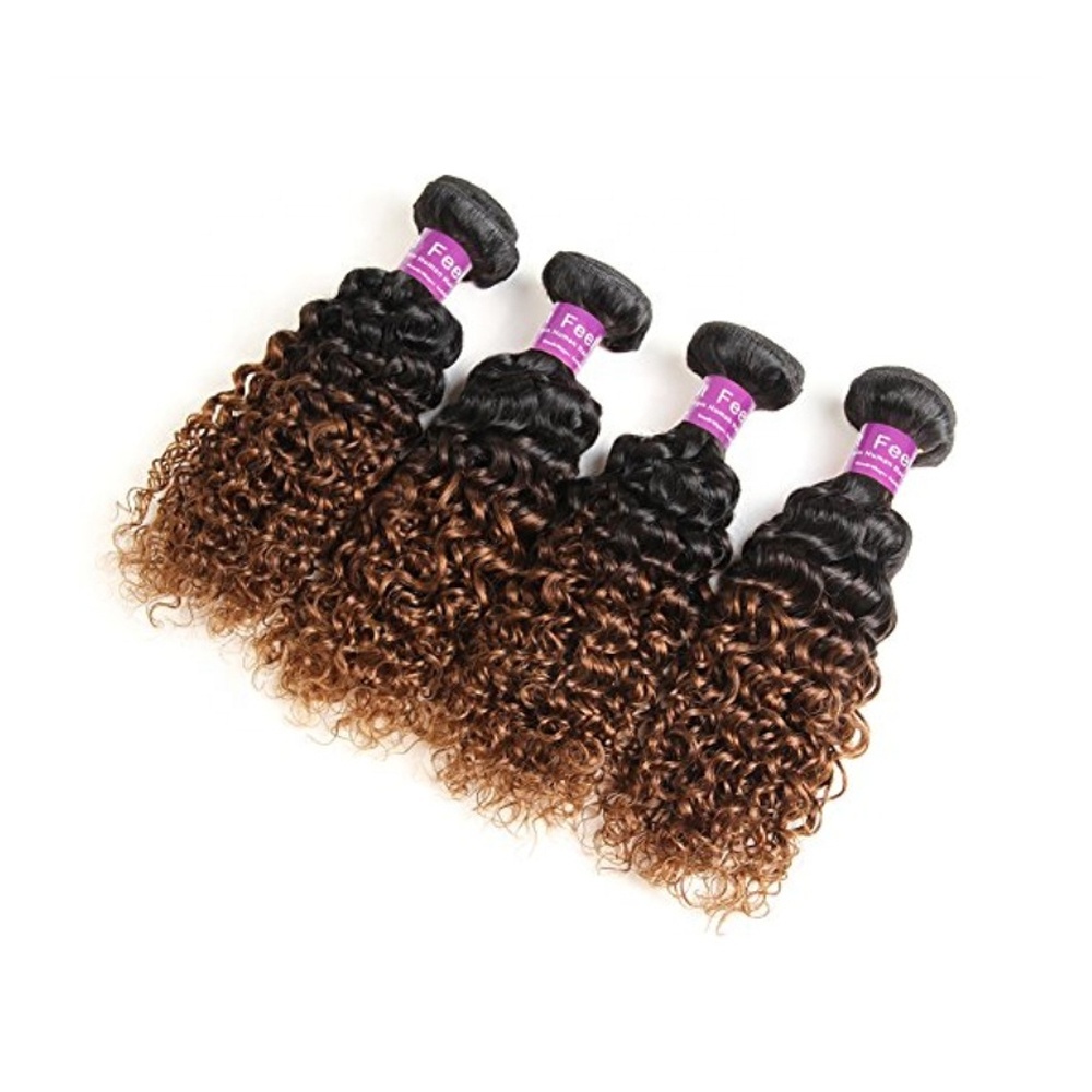 Hot Sale Fiber Synthetic Curly Hair Weave Two Tone Ombre Color Heat Resistant Synthetic Hair Bundles