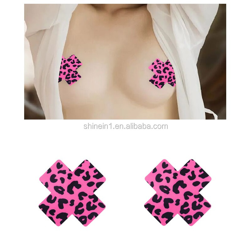 Fashion Design Leopard Print Bra Breast Pasties Cross Shape Adhesive Sexy Nipple Covers