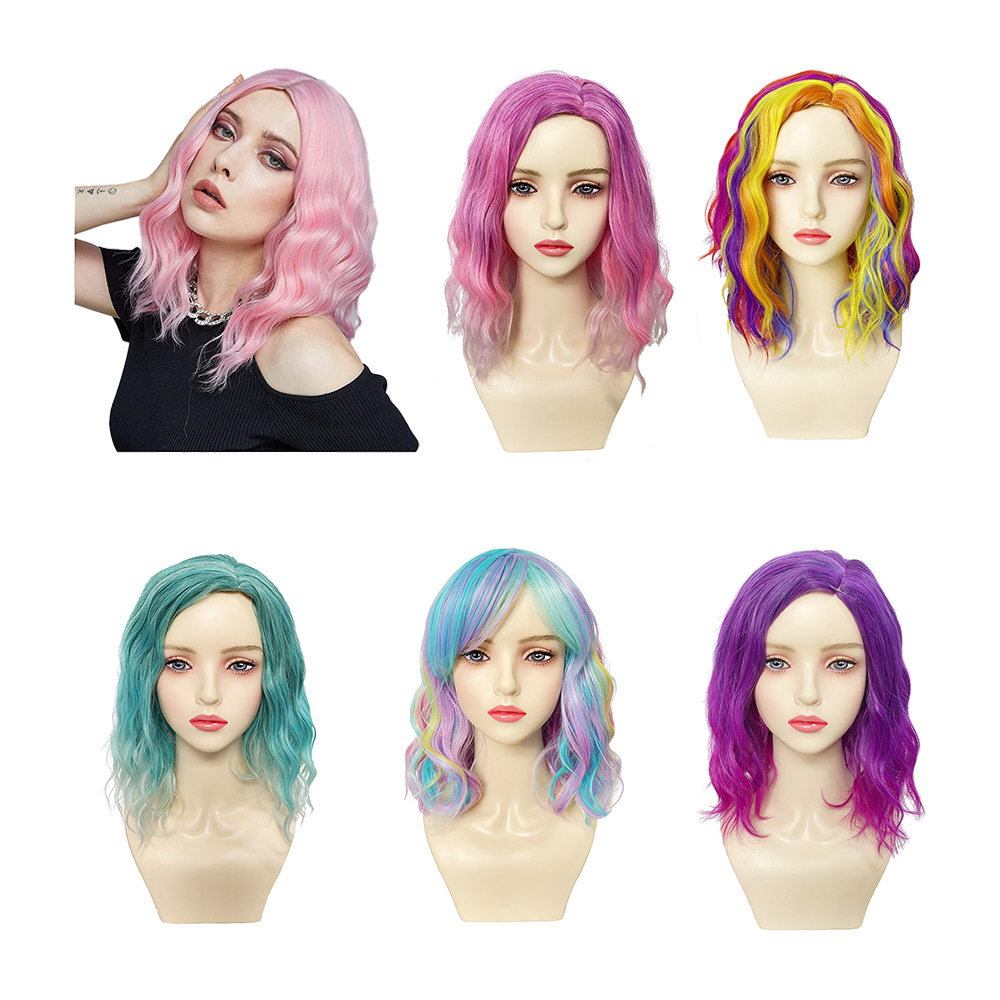 Wholesale Heat Resistant Natural Woman Hair Long Wigs Wavy Color Cosplay Synthetic Wigs for Festival Party