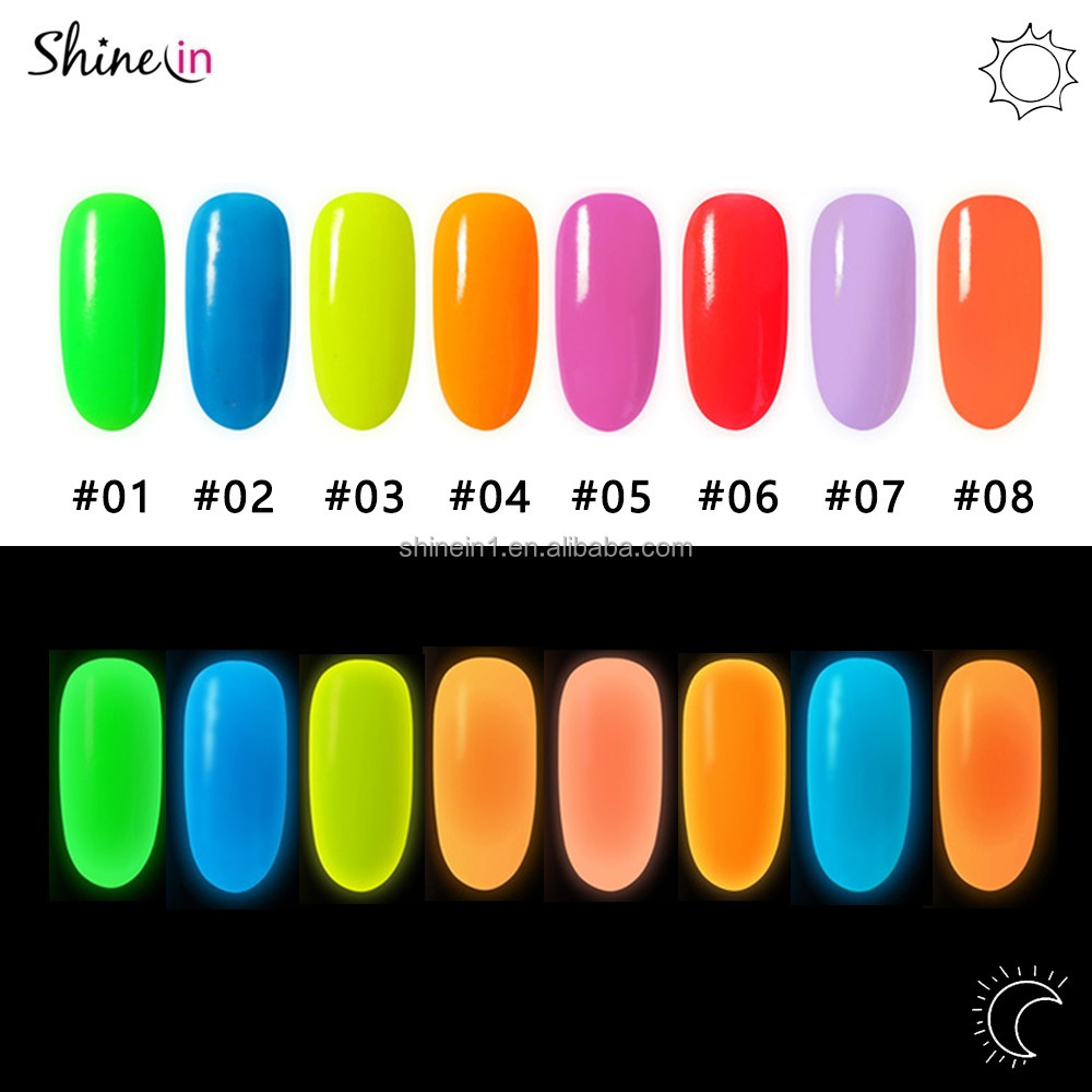 Professional Bulk Fluorescent Nail Art Neon Glitter Luminous Glow in Dark Acrylic Dipping Powder