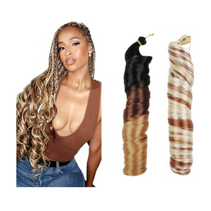 Shinein 150g Silky Loose Wave French Curls Braiding Hair Yaki Pony Crochet Braid Synthetic Spiral Curl Extension Braiding Hair