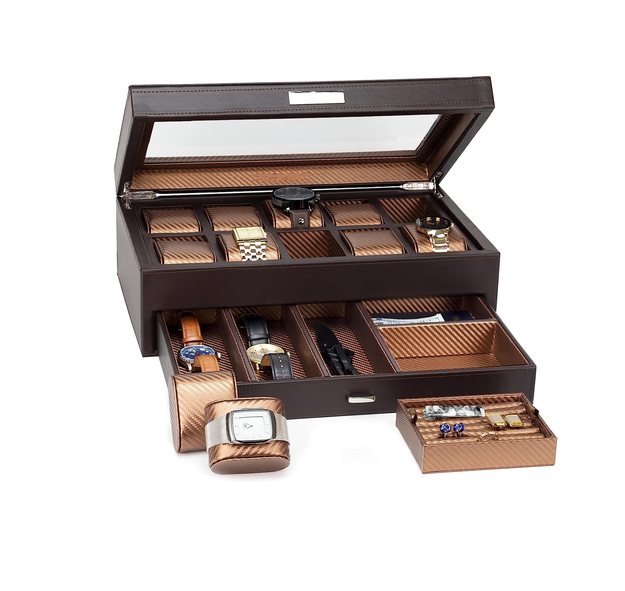 Watch Box Organizer for Men Display Case for Men, Watch Holder for Men, Jewelry Organizer for Men