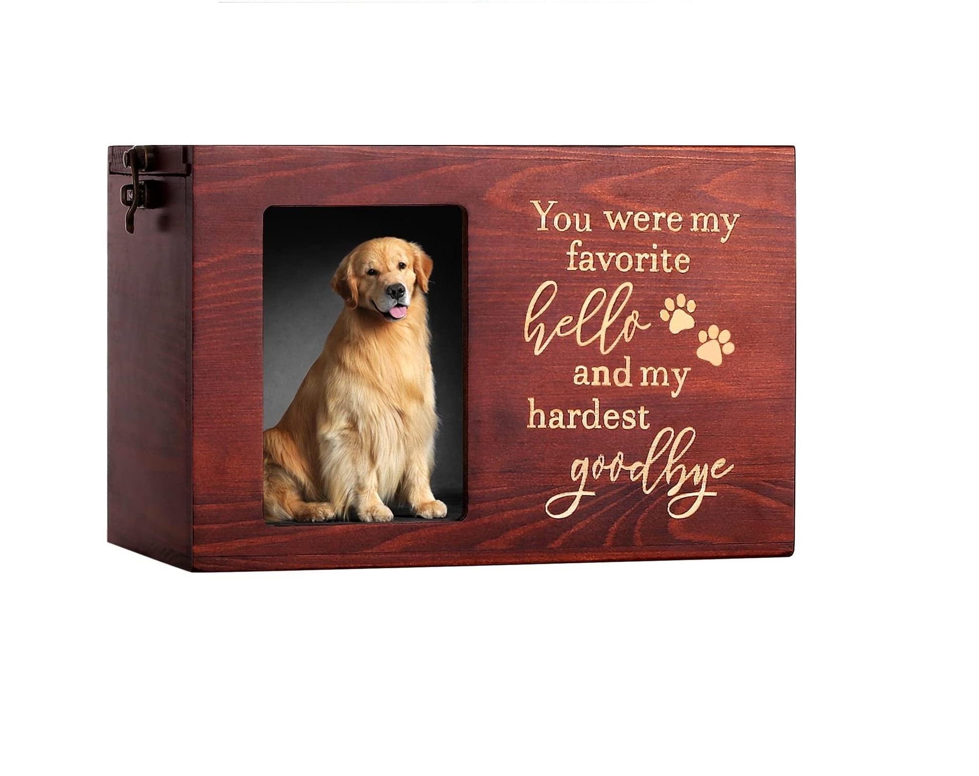 Pet Memorial Urns for Dog or Cat Ashes, Large Wooden Funeral Cremation Urns with Photo Frame, Memorial Keepsake Memory Box