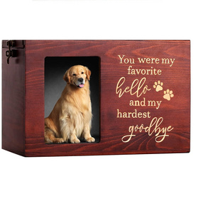 Pet Memorial Urns for Dog or Cat Ashes, Large Wooden Funeral Cremation Urns with Photo Frame, Memorial Keepsake Memory Box