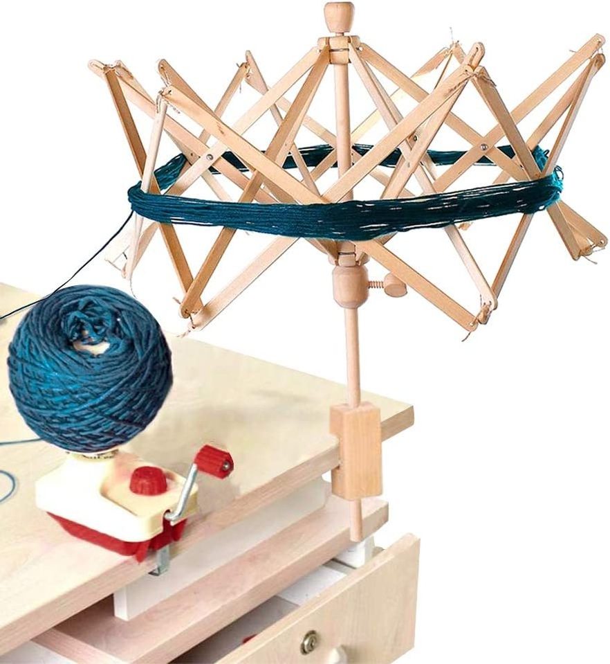 Wooden Umbrella Swift Yarn Winder - Knitting Umbrella 24