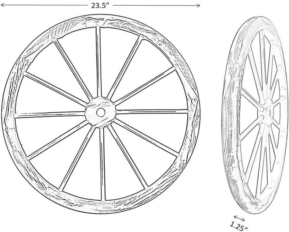 24 in. Steel-Rimmed Wooden Wagon Wheels - Decorative Wall Decor, Set of Two