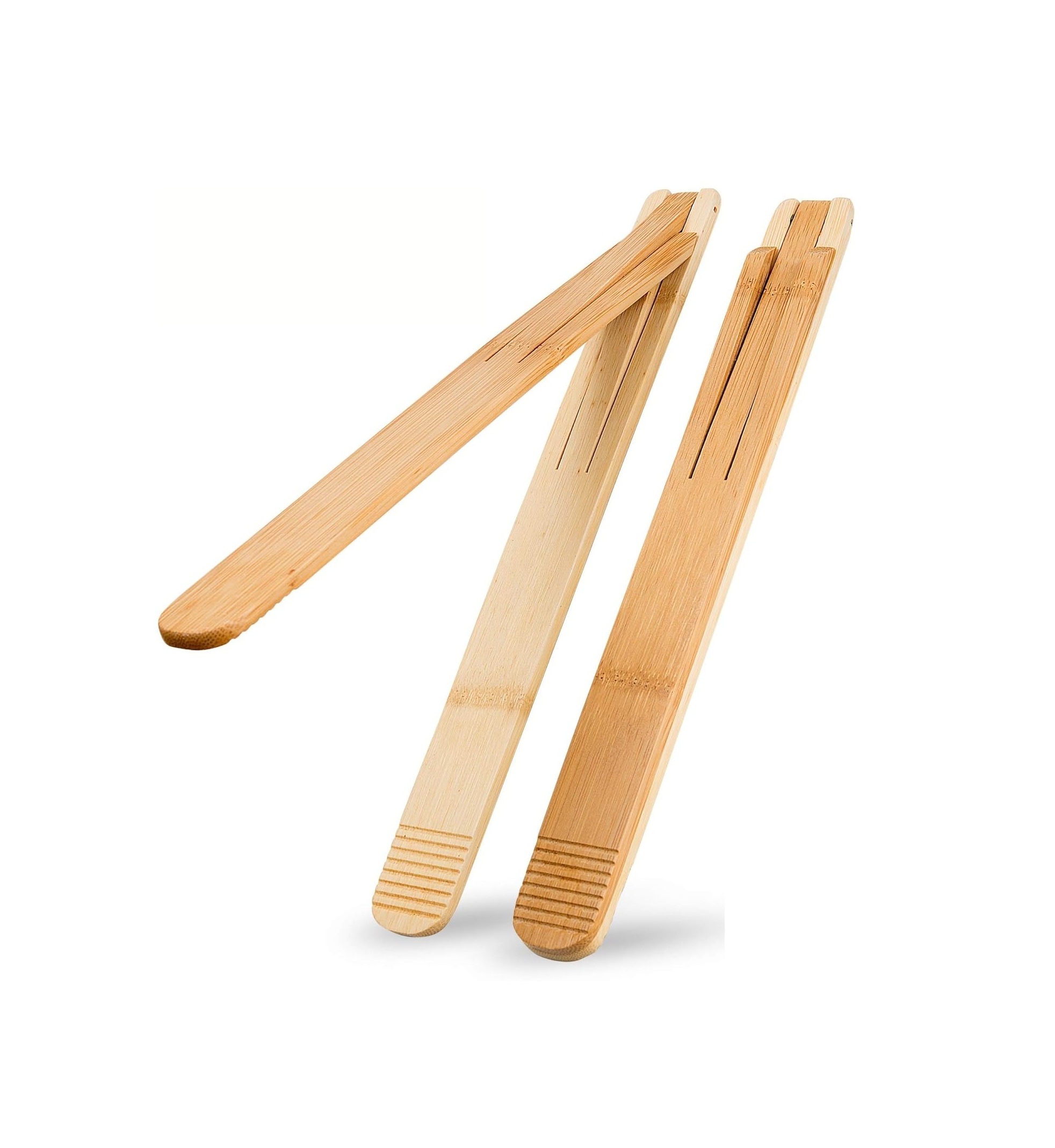 Bamboo Wood Salad Tongs with Space Saving Collapsible Spring, 11