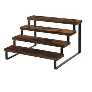 Wood Display Riser Stand Wooden Display Riser Shelf 4 Tier Kitchen Counter Shelf Spice Rack Organizer Tiered Countertop