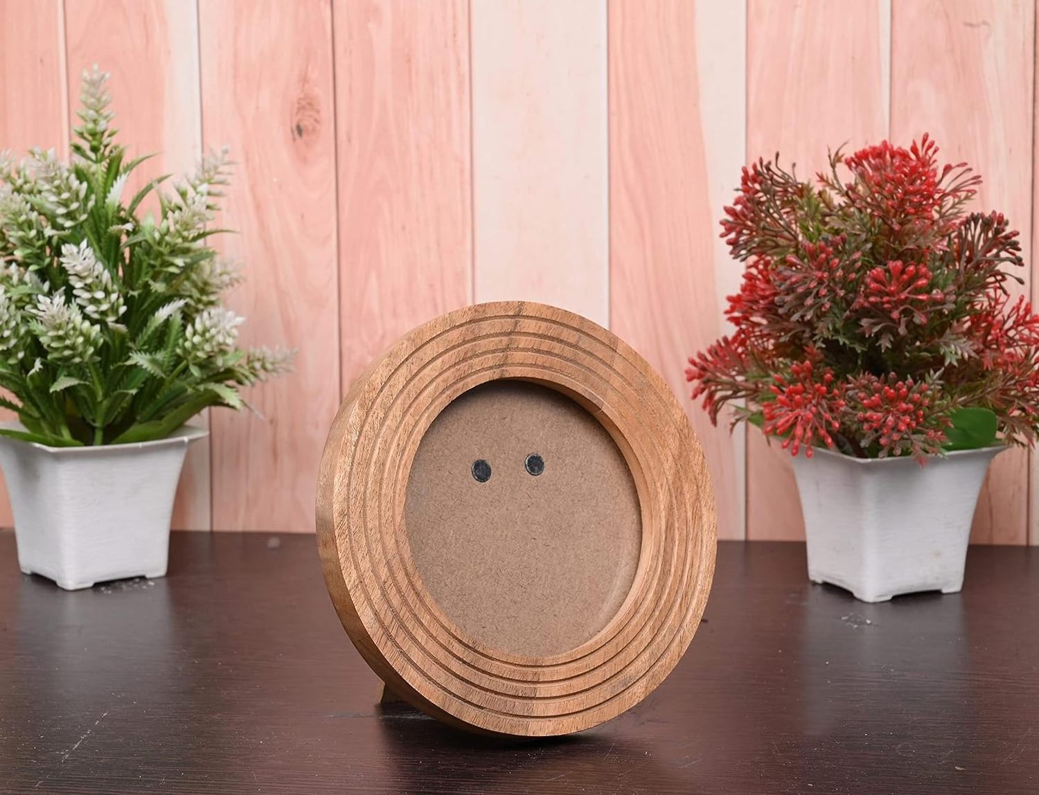 Round Photo Frame Wooden Stylish Picture Frame Home Decor for Tabletop Display, Photo Display Frames. (Photo Size 4