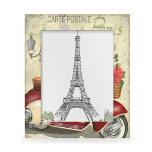 Paris Poster Vintage 8x10 Picture Frame for Home Bedroom Living Room Paris Design Wooden Photo Frame for Display Desktop or Wall