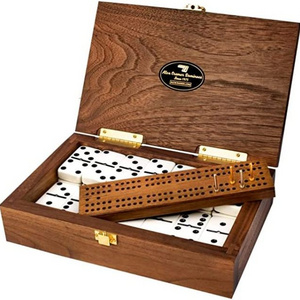 Double 6 Spinner Dominoes Set. Deluxe Dominos Set in American Made Luxury Walnut Case