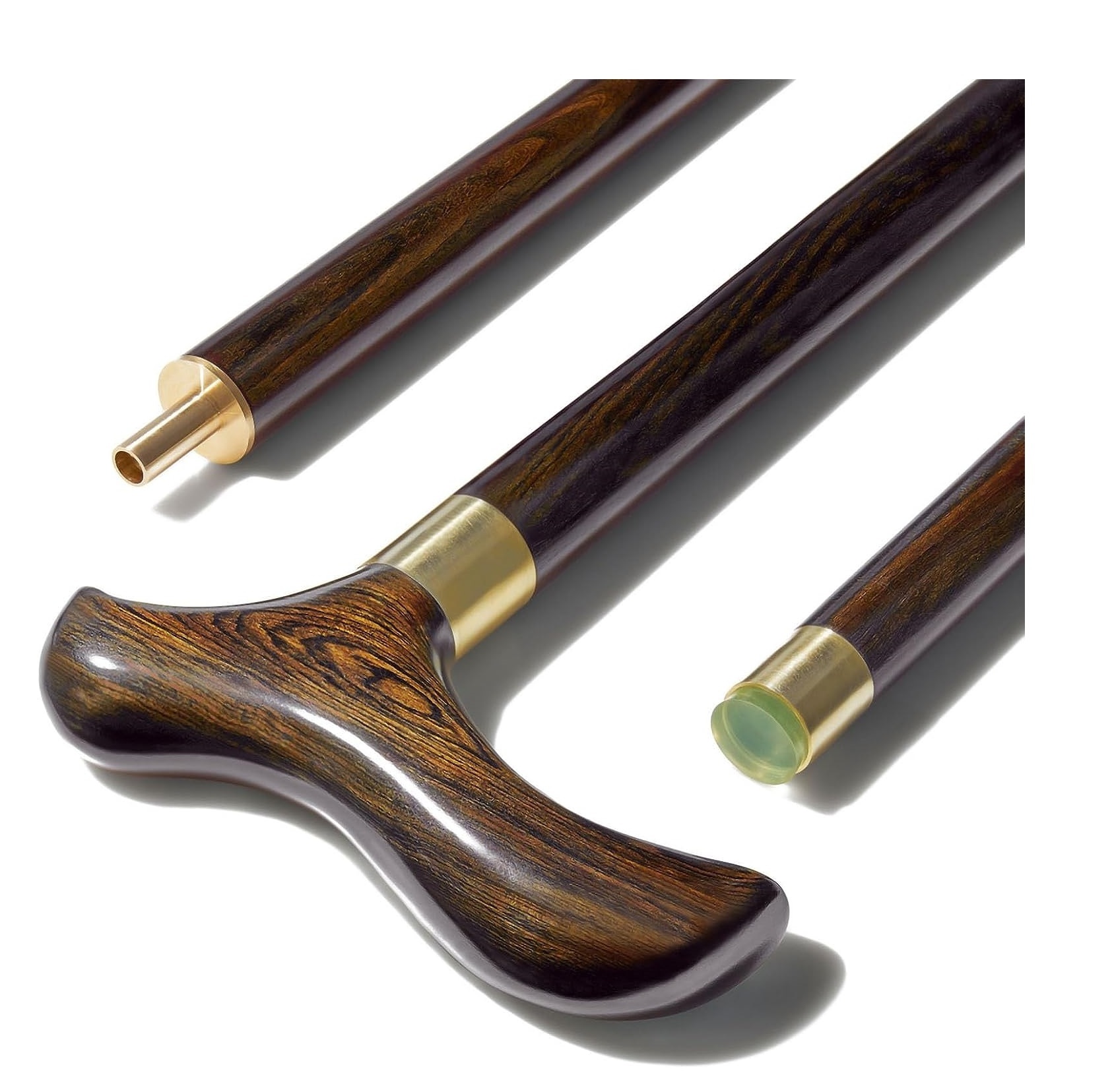 Handmade Walking Cane Natural Ebony Wood Foldable Heavy Duty with Travel Bag Handcrafted Wooden Canes for Men