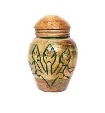 Handcrafted Wooden Cremation Urn Decorative Memorial Plant Designer Urn with Lid for Adult Ashes Funeral Urn