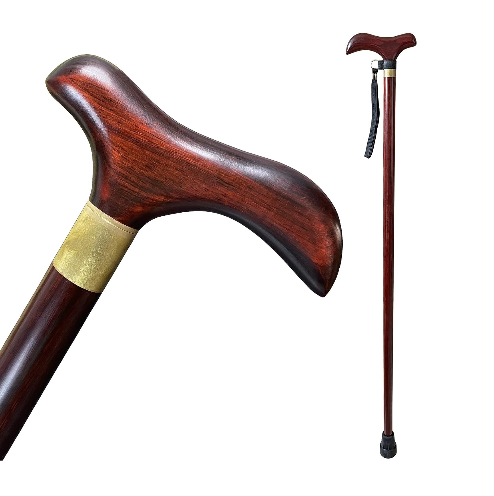 Handmade Wooden Walking Cane for Men Women Classy Stylish Wood Walking Sticks with Wrist Strap and Rubber Tips Heavy Duty