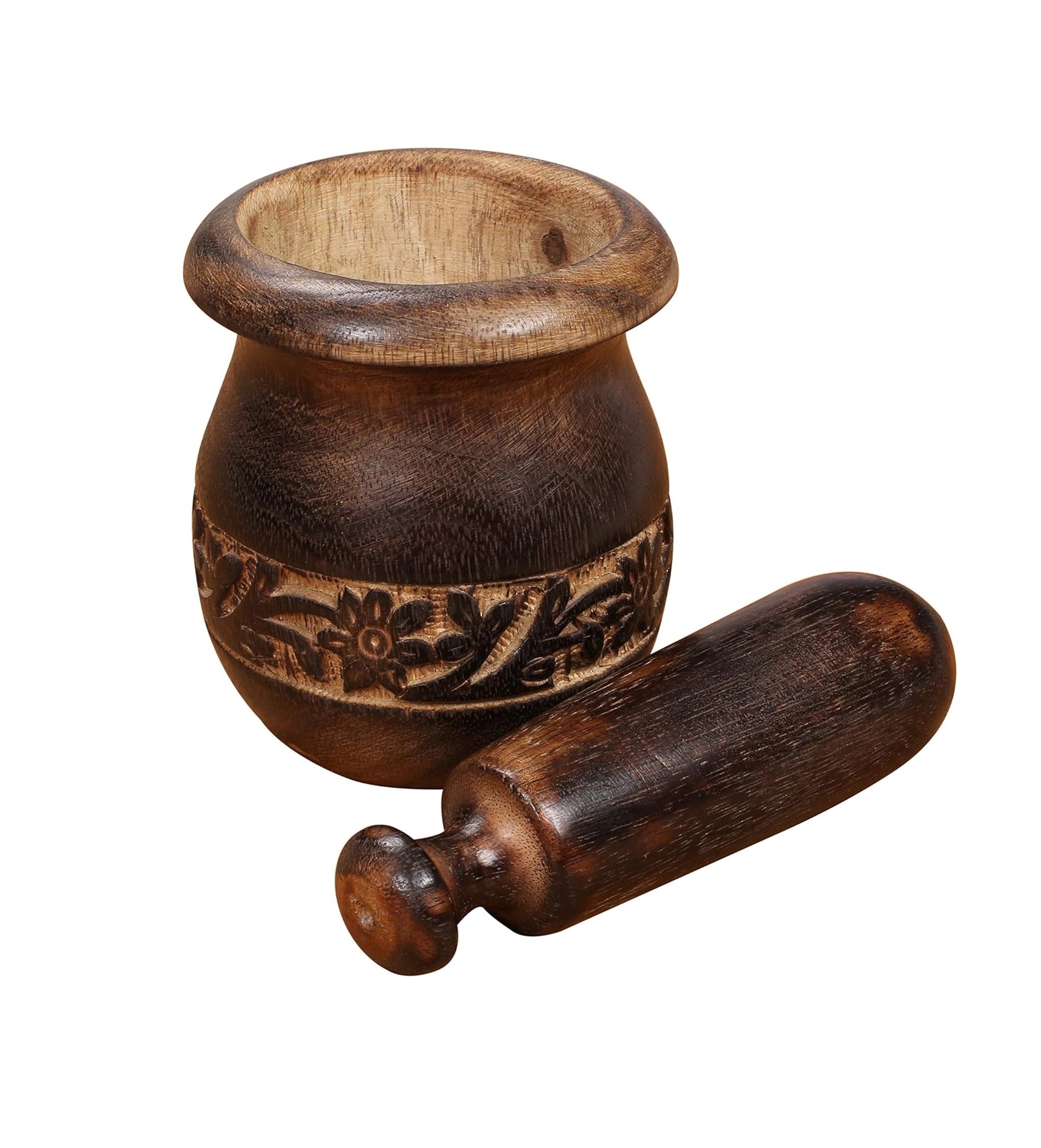 Wooden Hand Carved Mortar and Pestle Grinder/Chopper for Herbs for Garlic Press Coffee Grinder Herb Spice Masher Ginger