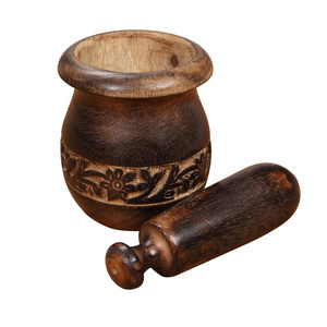 Wooden Hand Carved Mortar and Pestle Grinder/Chopper for Herbs for Garlic Press Coffee Grinder Herb Spice Masher Ginger