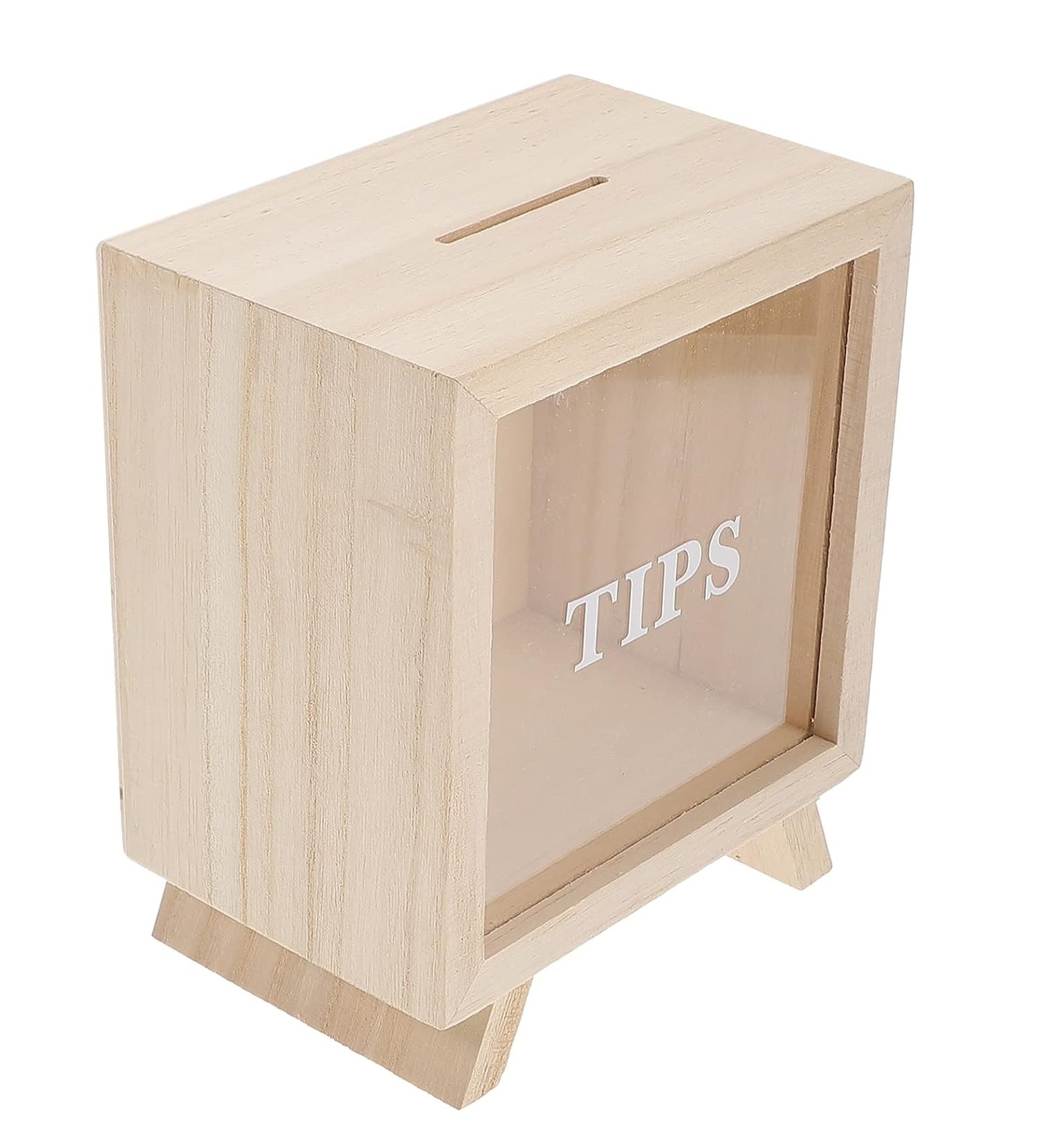 Wooden Tips Box Clear Piggy Banks Shadow Box Display Case Money Bank Wood Frame Coin Box Cash Storage Container Money Jar