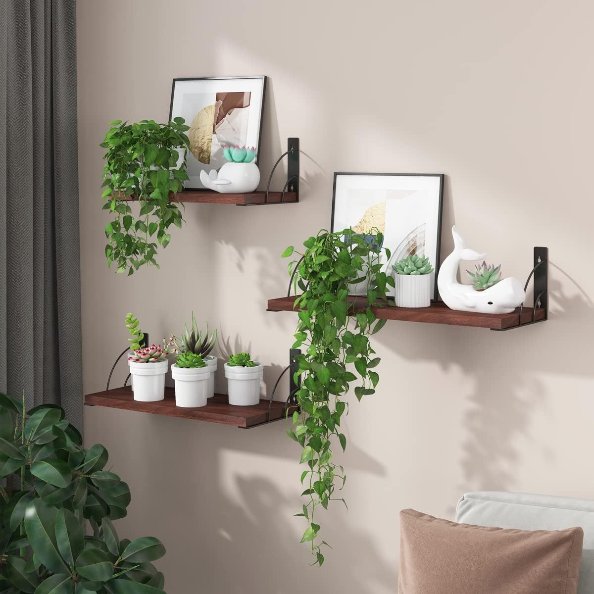 Floating Shelves Mid Century Modern ECO Board Wall Mounted Shelf for Bedroom Living Room Bathroom Kitchen Office Laundry