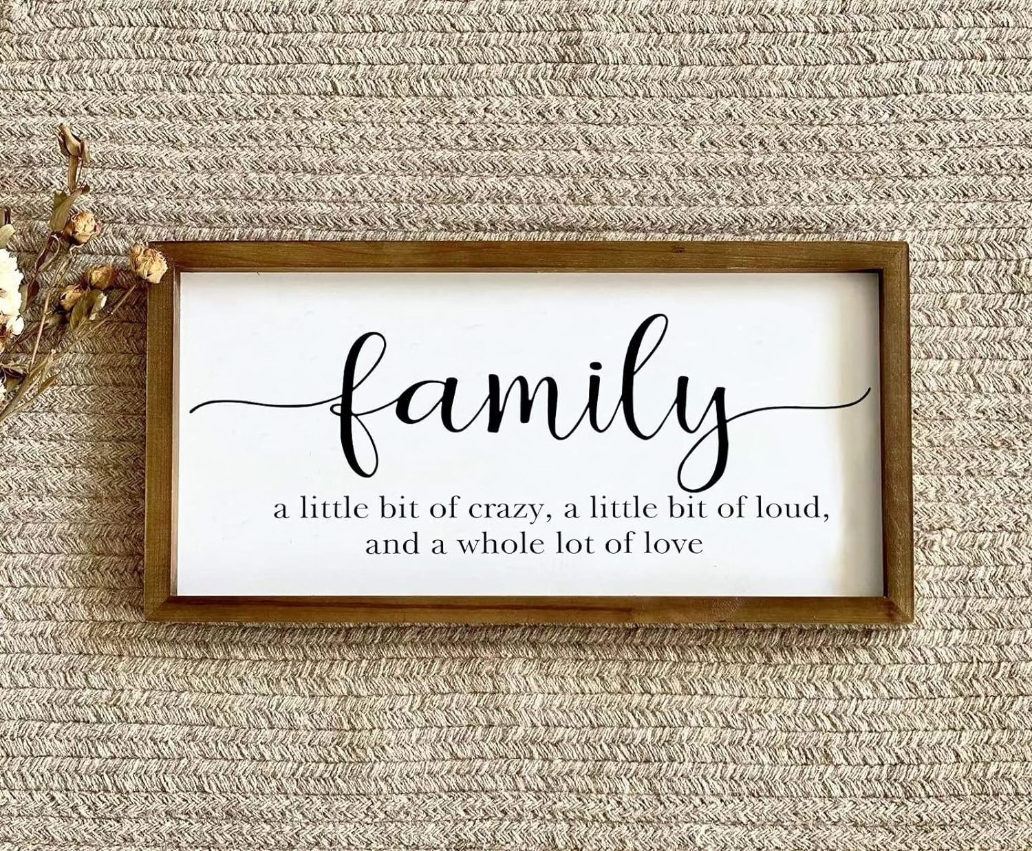 Family Sign for Home Decor, Wood Framed Sign with Family Quote Sayings for Wall, Kitchen, Living Room, Bathroom, Bedroom