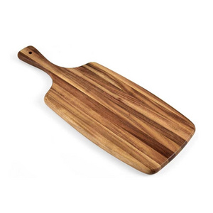 Acacia Wood Cutting Board with Handle - Wooden Charcuterie Board for Bread Meat Fruits Cheese and Serving Butcher Block