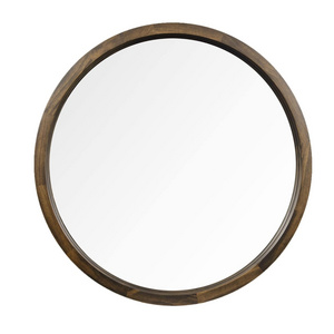 31.5 Inches Bathroom Mirror for Farmhouse Rustic Style Wall Decor-Round Vanity Mirror Wood Border for Hallway Oversized Circle