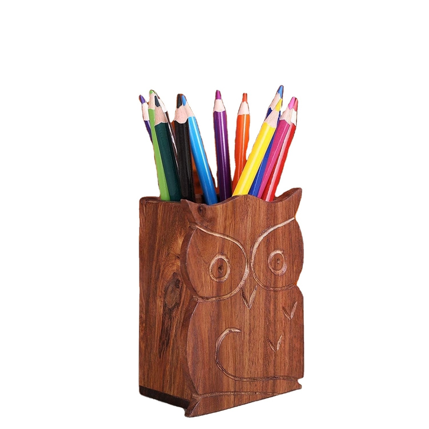 Wooden Decorative Owl Design Wooden Wooden Pen Holder & Pencil Holders Handmade Traditional Desk Supply School Office