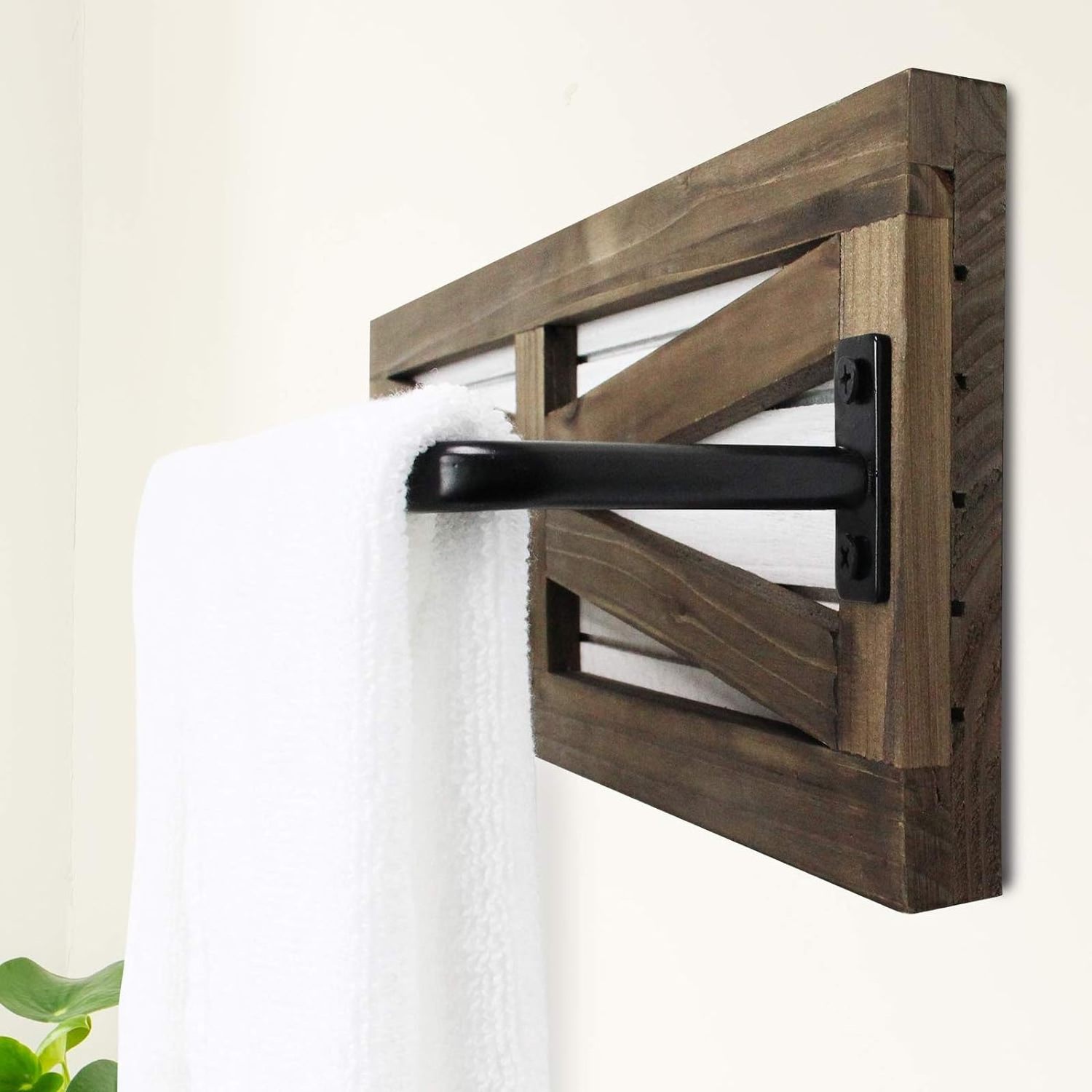 2PCS Rustic Towel Rack for Bathroom Wall Mounted Wood Hanging Bathroom Towel Holder and Organizer for Kitchen