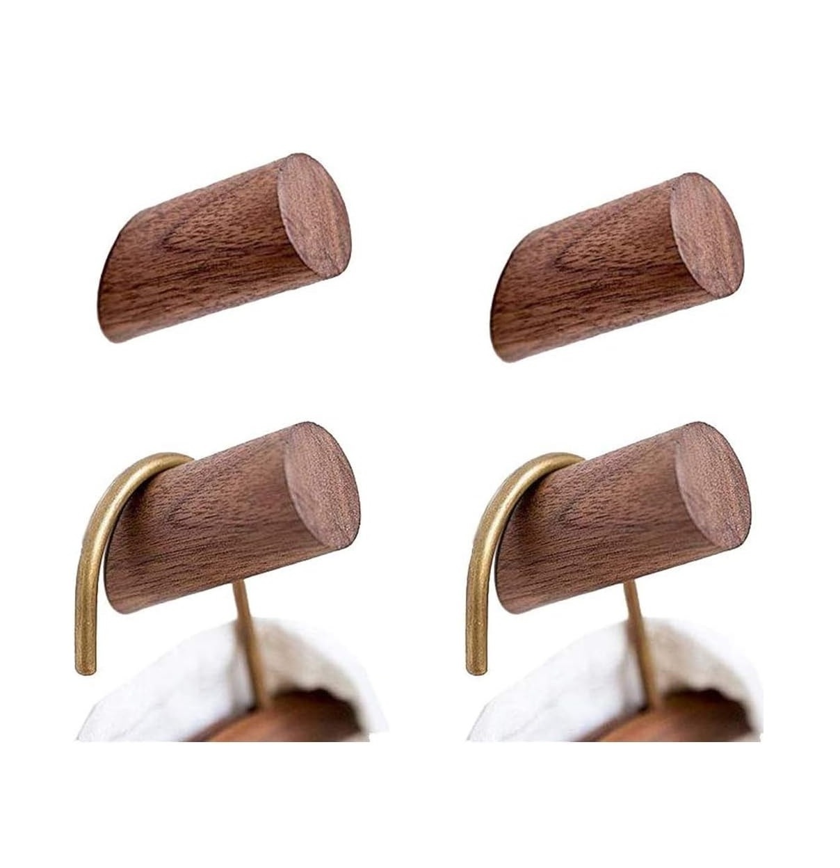 Wood Wall Hooks, 4 Pack Coat Hooks Wall Mounted | Rustic Wooden Hooks Heavy Duty Robe Hook Hat Rack | Hooks for Hanging Bathroom