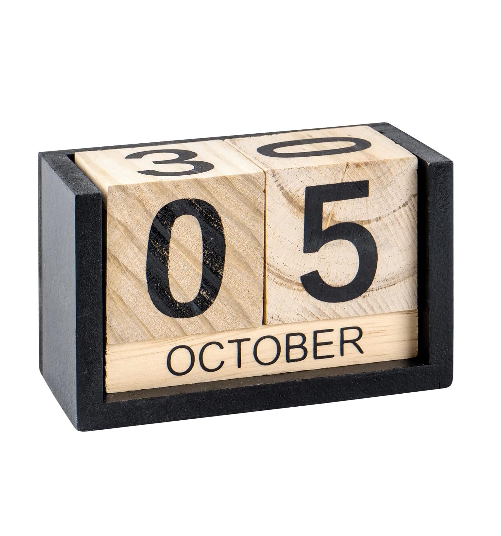 Wooden Desk Blocks Calendar Perpetual Block Month Date Display Large Black Wood Color calendar for Perpetual desk planet