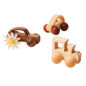 3PCS Wooden Baby Toys Grasping Toys Push Car Montessori Wooden Toy Vehicles DIY and Wood Crafts for Kids