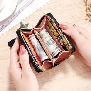 Women Wallets Zipper PU Leather Coin Purse Mini Key Chain Small Wallet Multi-card Bit Card Holder Card Holder