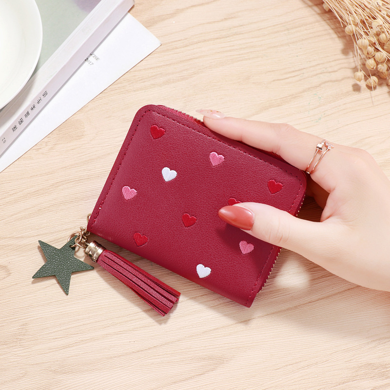 Women Wallets Zipper PU Leather Coin Purse Mini Key Chain Small Wallet Multi-card Bit Card Holder Card Holder