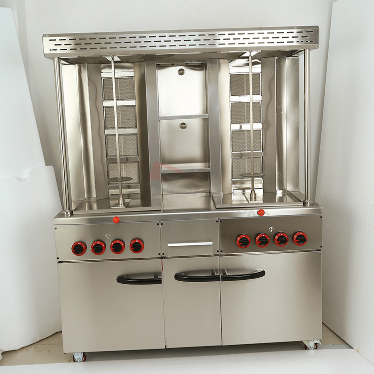 Vertical Double Headed Gas Shawama Machine Doner Kebab Bbq Grill Meat Cooking Grill Machine