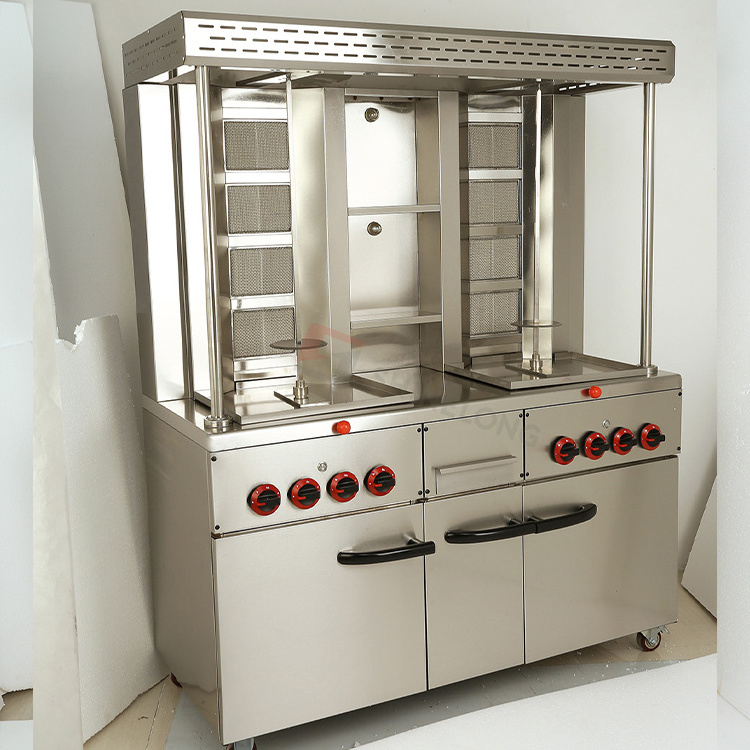 Vertical Double Headed Gas Shawama Machine Doner Kebab Bbq Grill Meat Cooking Grill Machine