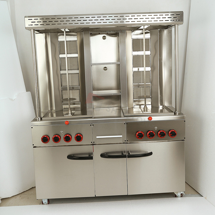 Vertical Double Headed Gas Shawama Machine Doner Kebab Bbq Grill Meat Cooking Grill Machine