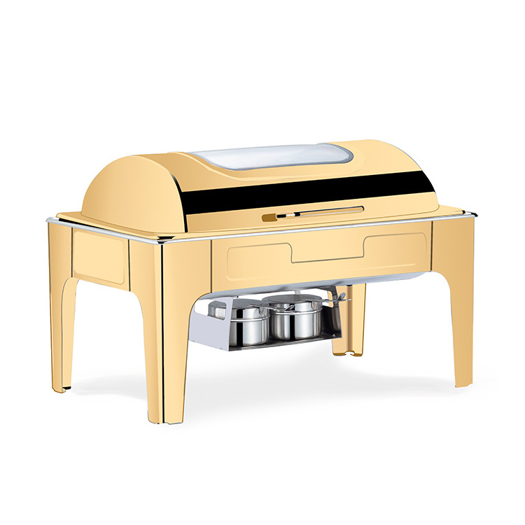 Rectangle Chaffing Dish Electric Buffet Food Warmer Stainless Steel Gold Chafing Dishes With Fuel Burner