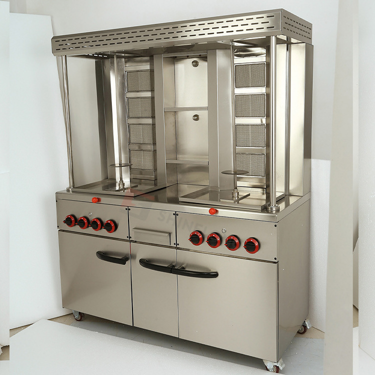 Vertical Double Headed Gas Shawama Machine Doner Kebab Bbq Grill Meat Cooking Grill Machine