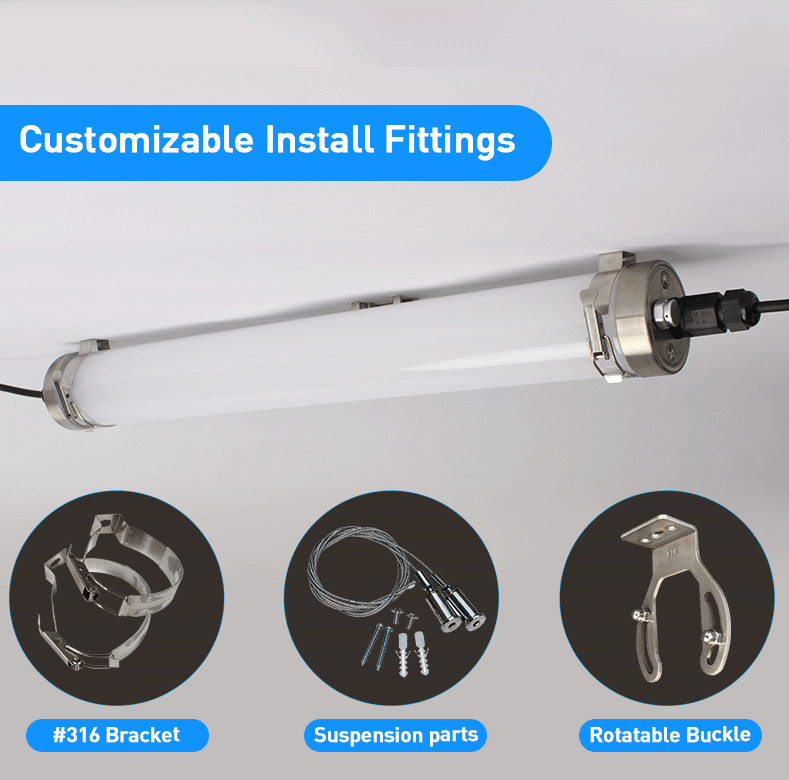 Best Price Food factory IP69K Tri-proof light IK10 PMMA LED Tri proof Lights  ENEC NSF certificate