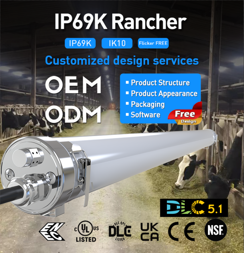 Best Price Food factory IP69K Tri-proof light IK10 PMMA LED Tri proof Lights  ENEC NSF certificate