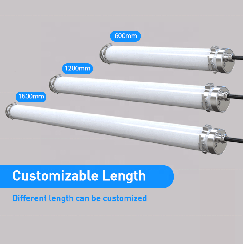 Waterproof emergency 1200 mm IP69K led Tri-proof light with tube plastic slat light tri-proof light motion sensor fixture