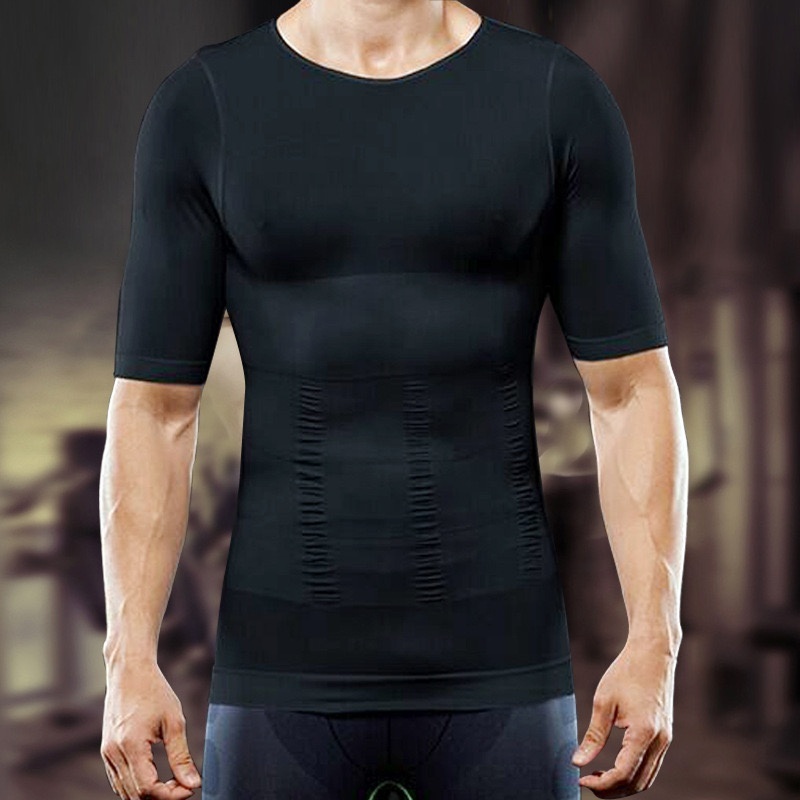 Men Slim Body Shaper Compression Vest Underwear Men Slim Lift Shapewear Slimming Shirt Crocheted Black White Body Shaping