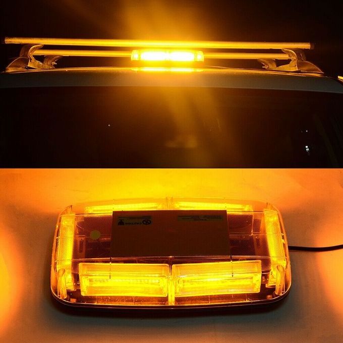 COB Amber Warning Beacon Light with Magnetic 12V Rotation Emergency flash strobe lights for Trucks Car Vehicle