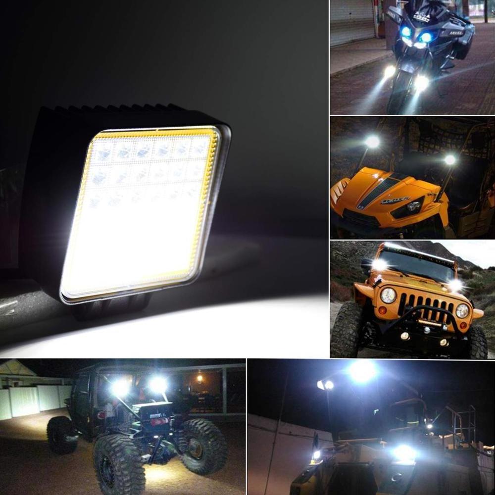 LEDWork Light Dual color Offroad LED Light Bar 126W 4inch 12V 24V Square Driving Fog Spotlight for ATV SUV Truck Tractor 4x4 bar