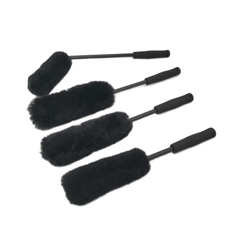 Cheap Factory Price Woolies Cleaning Woolen 3pcs Detailing Soft Car Wash Wth Long Handle Microfiber Wheel Brush