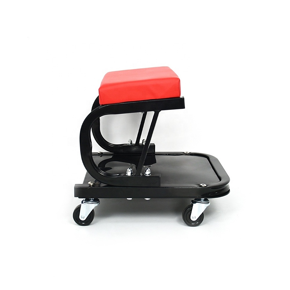 ShineOpen Car Detailing Seat Soft Stool Black Steel Mechanic Car Creeper Seat Tool Cart with Tool Tray and Wheels